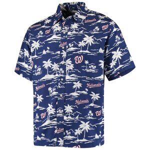 Reyn Spooner Men's Washington Nationals Button-Front Short Sleeve Shirt NavyBlue